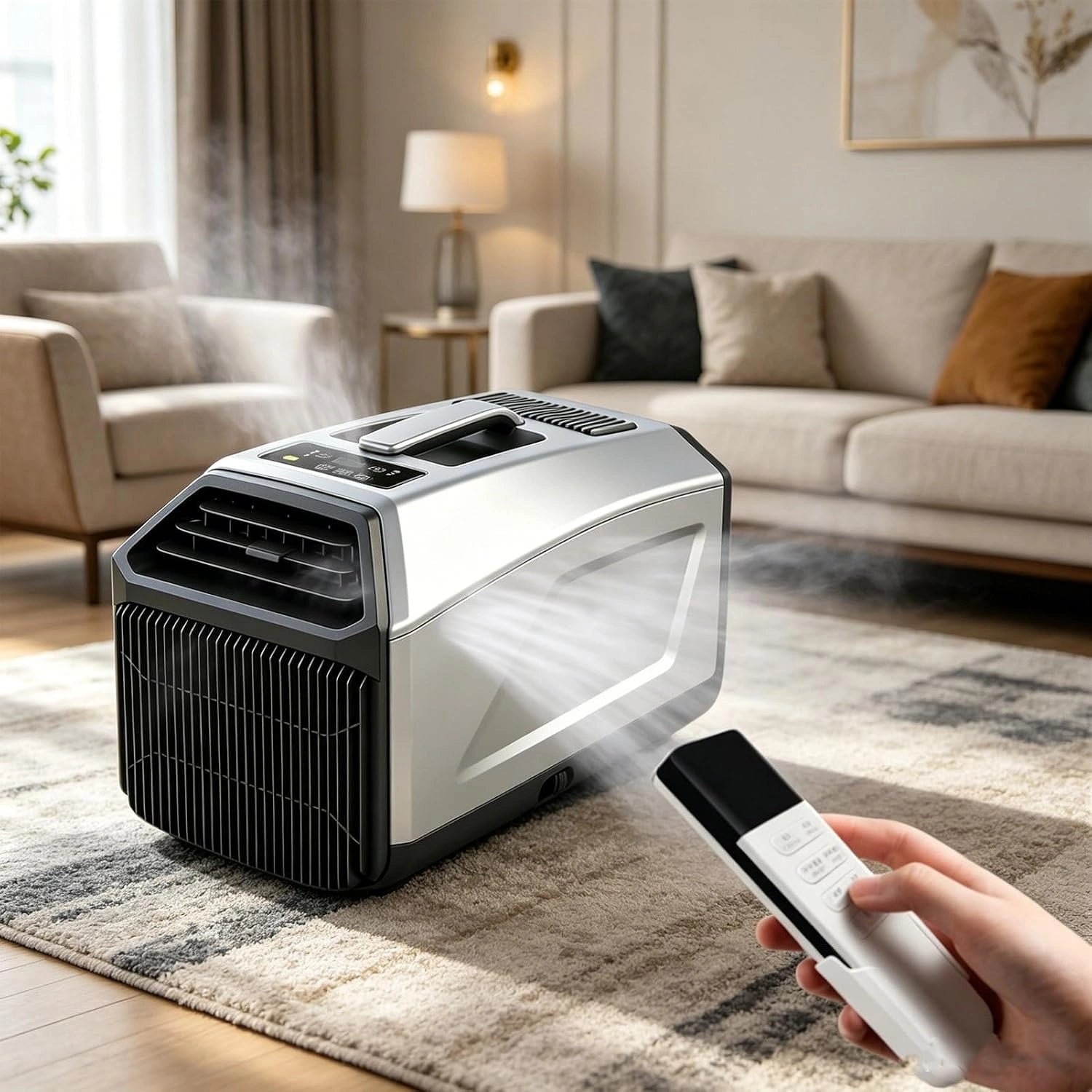 Climatiseur De Camping 5100 Btu, Mod¨¨Le Autonome Silencieux 4 en 1 ¨¤ Faible Consommation, Mini-Climatiseur Portable gris-1500 W