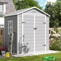 UDPATIO Abri de Jardin en R¨¦sine 12 mm 184x135x210 cm, Porte Verrouillable pour Rangement Outils/V¨¦lo (Gris)