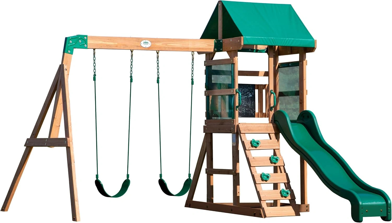 Backyard Discovery Buckley Hill, 3 Ans, Aire De Jeux en Bois, Portique Balan?oire avec Mur d'escalade, Toboggan Et Balan?oire, Bac ¨¤ Sable