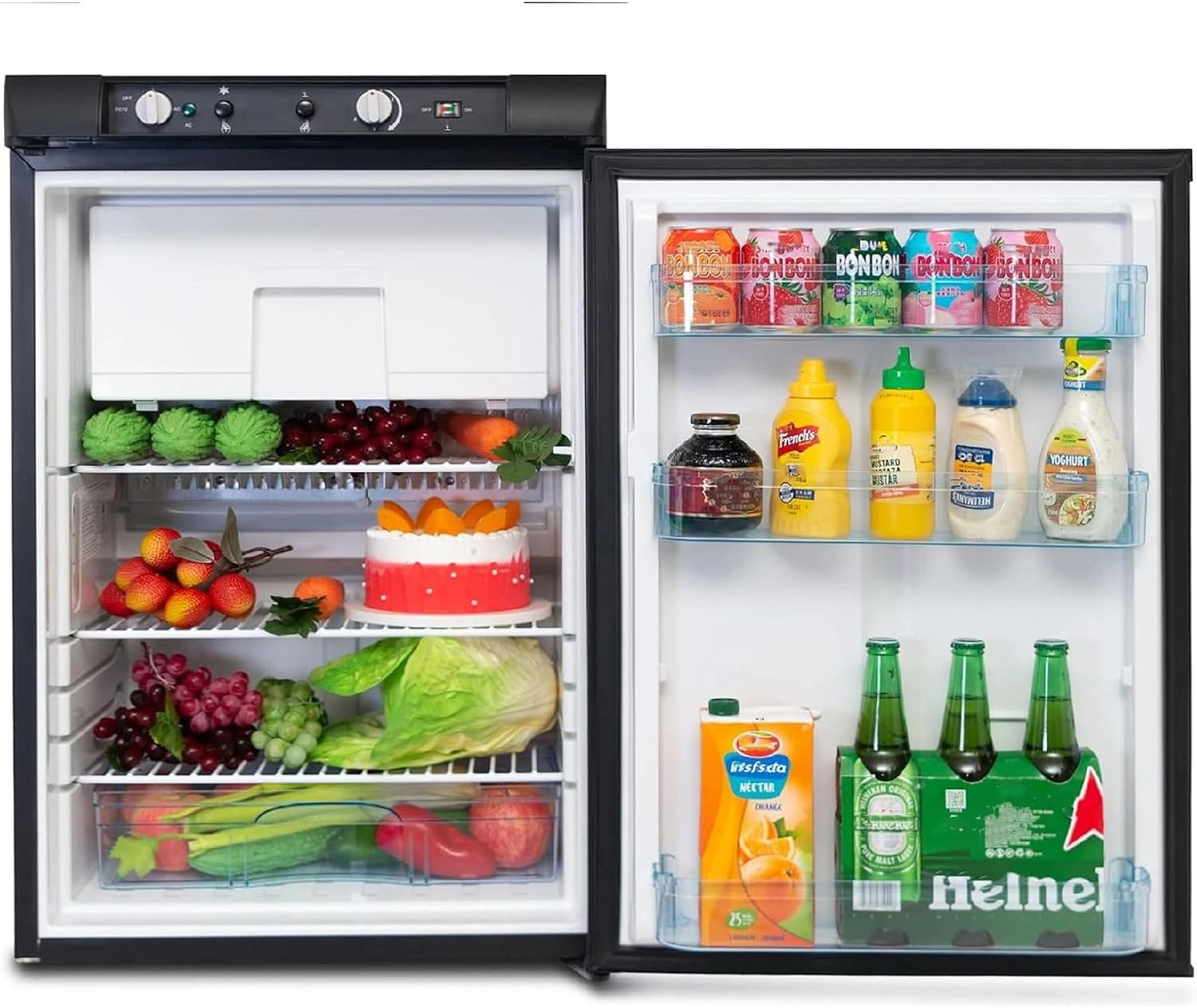 Smad Frigo Trimixte 12 V 220 V Gaz, Noir, 100 L, Frigo Gaz avec Cong¨¦lateur, Mobile-Home, R¨¦frig¨¦rateur Camping Gaz pour Camping Car, Caravane, Maison