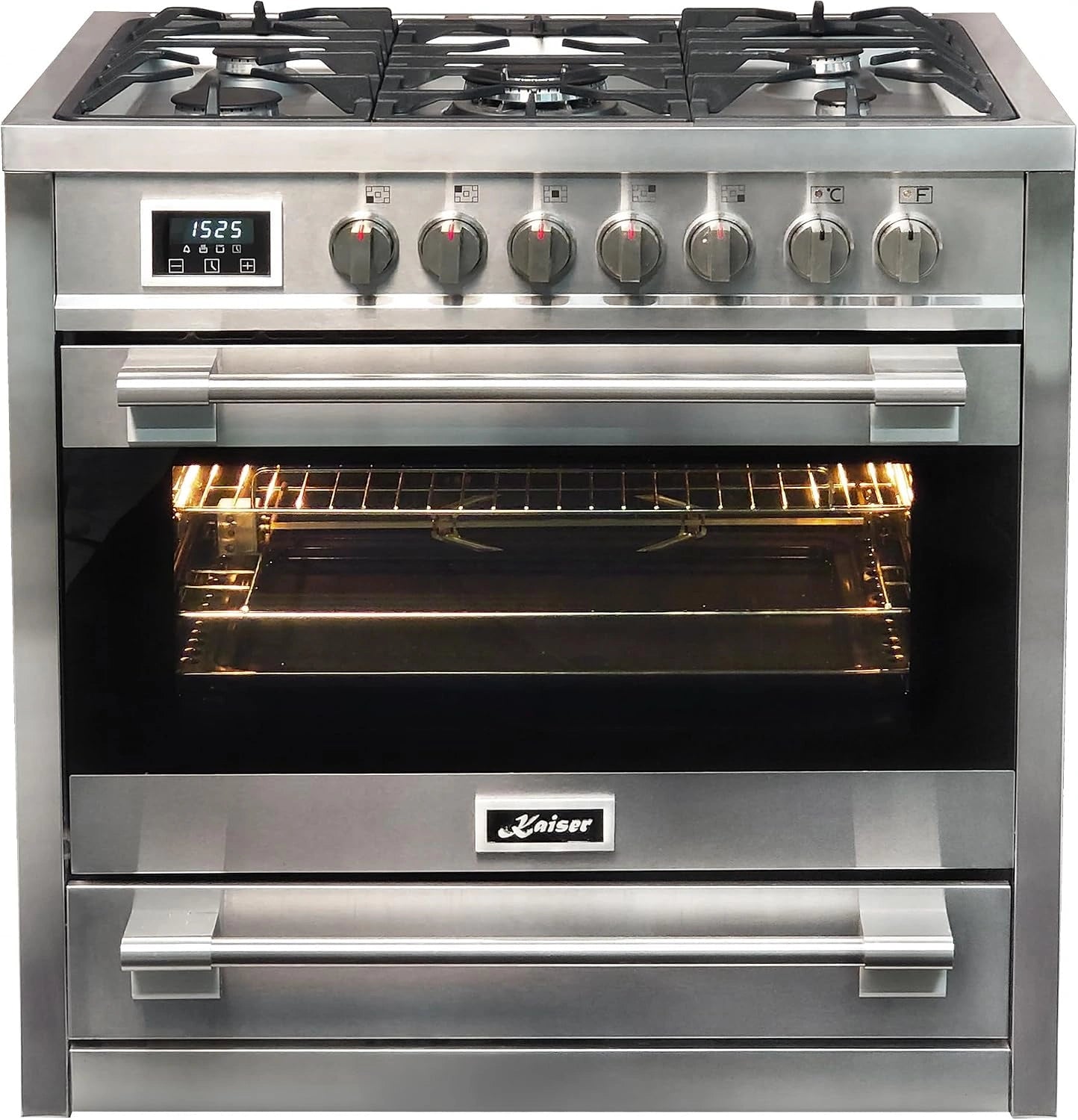 Kaiser HGE 93505 R Gaz Electrique Cuisini¨¨re 90 cm/Four ¨¦lectrique/Cuisini¨¨re/ 115 L / Plaque de cuisson au gaz/ 4,5 Kw WOK/ 8