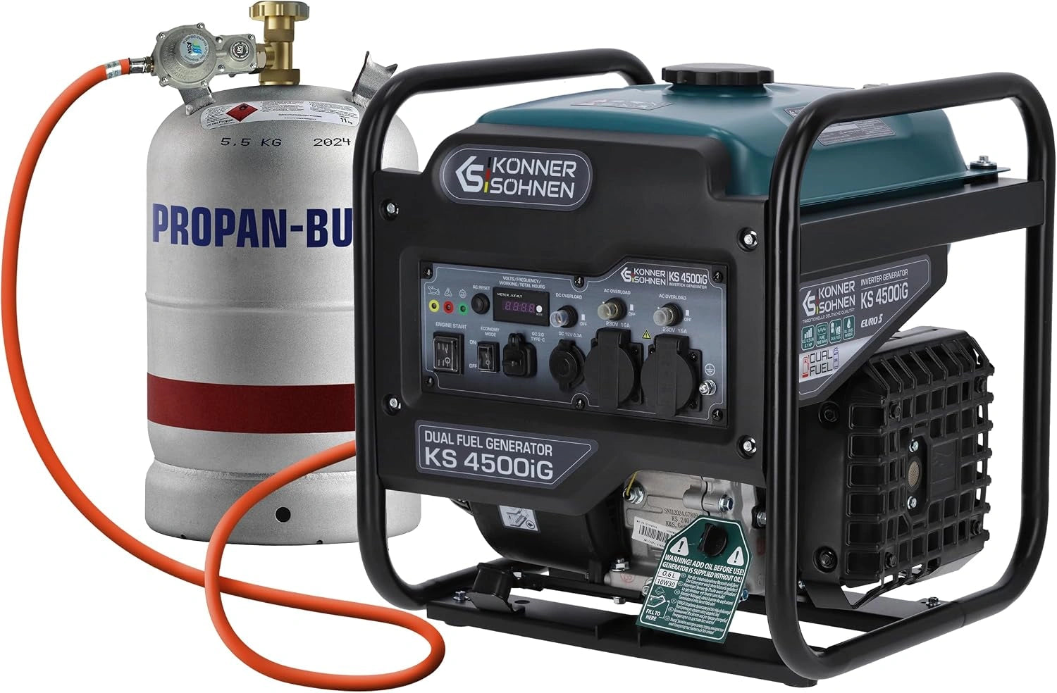 K et S K?nner et S?hnen KS 4500iG G¨¦n¨¦rateur Inverter (gaz/essence) 4500 W, g¨¦n¨¦rateur d'¨¦nergie avec USB, mode Eco, maison et atelier