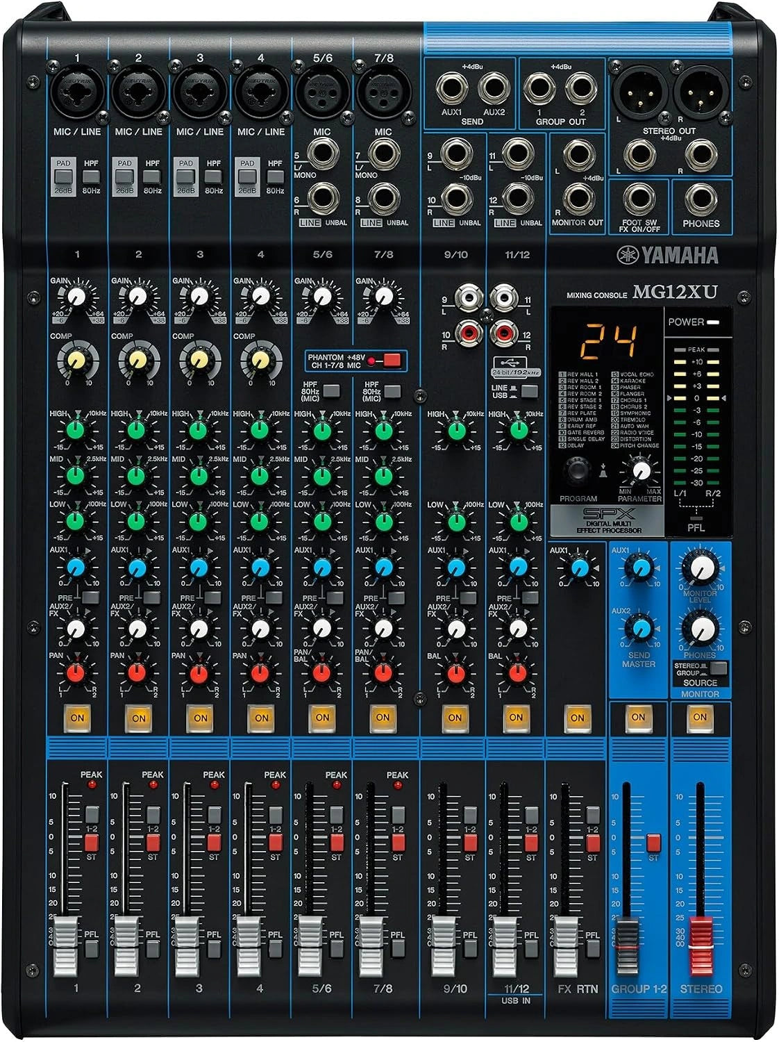 Yamaha MG12XU - Console de mixage compacte avec 12 canaux d'entr¨¦e, USB et pr¨¦amplis micro D-PRE, effets