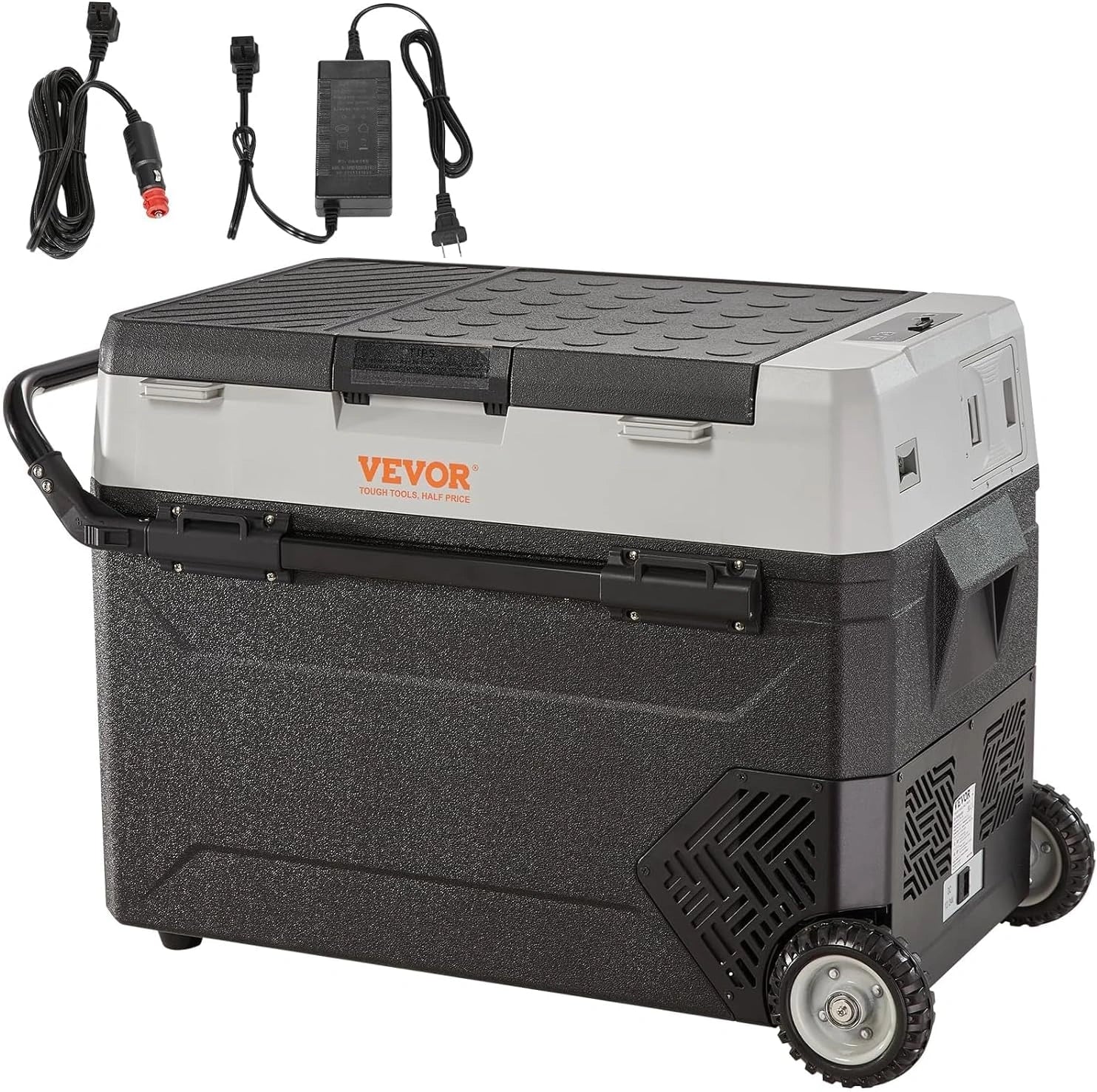 VEVOR Glaci¨¨re ¨¦lectrique portable 53 L 12/24 V CC 100-240 V CA r¨¦frig¨¦rateur de voiture Double Zone 0,6 kWh -20 ¡ãC ¨¤ 10 ¡ãC R¨¦glable Cong¨¦lateur