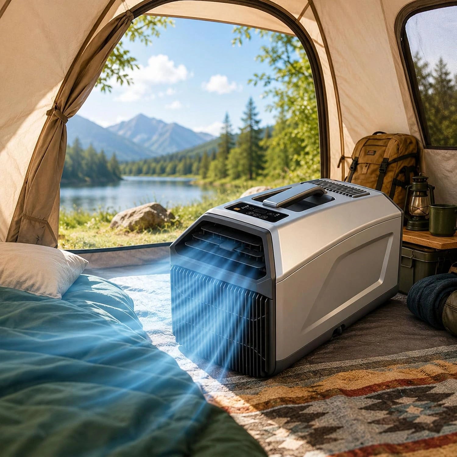 Climatiseur Mobile 3 en 1, 4500/5100 Btu, Minuterie 24 H, Fonctionnement Silencieux 1500 W, Camping-Car, Fourgon Am¨¦nag¨¦), Auto-¨¦vaporateur