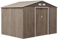 Outsunny Abri de Jardin Acier Galvanis¨¦ XXL 5,4 m2 Kit Fondation Marron, 4 A¨¦rations, 277x195x192 cm, Cabane de Jardin, Cabanon Rangement Outils