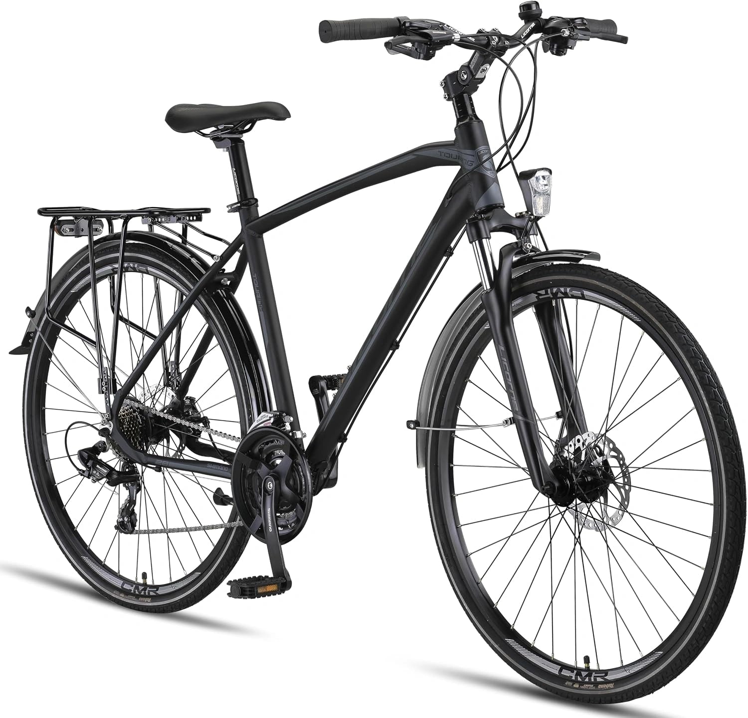 Licorne Bike V¨¦lo de trekking de en aluminium de 28' pour gar?ons, noir) Standard, femmes et hommes - 21 vitesses - VTT - Crossbike (homme, filles