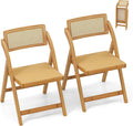 RELAX4LIFE Lot de 2 Chaise Pliante Bois, Charge 150 kg, pour Cuisine Salon (1), Chaises Rotin Salle ¨¤ Manger avec Cadre en Bambou, Dossier Pivotant