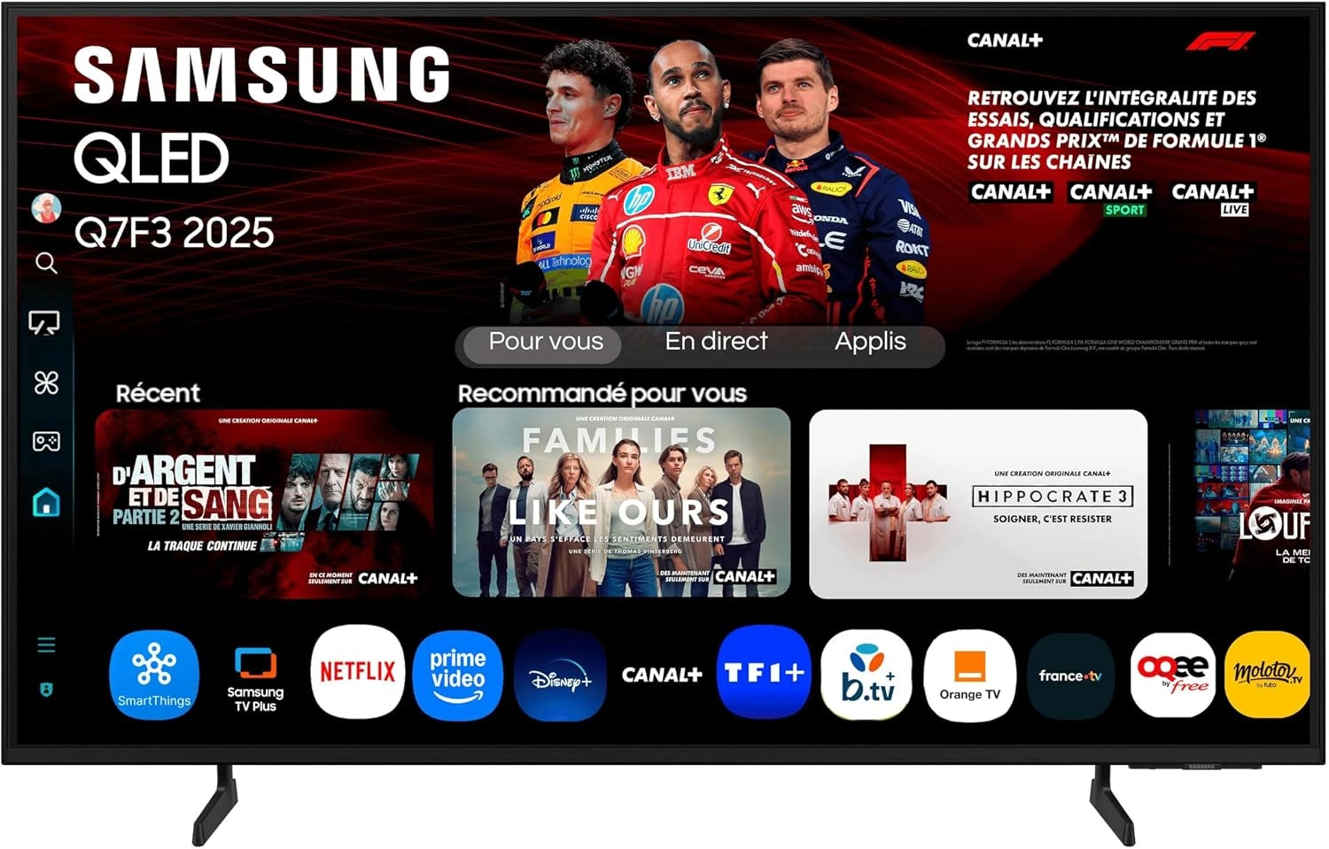 Samsung TV AI 55 Pouces QLED 55Q7F3 4K Smart TV, Q4 AI Processor, Quantum Dots, Wi-Fi, Q-Symphony, OTS Lite, Knox Security, Gaming Hub, Airplay, HDR