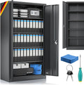 KESSER Armoire de stockage avec serrure et portes battantes, 180 x 80 x 40 cm, armoire de bureau en acier avec 4 ¨¦tag¨¨res r¨¦glables en hauteur