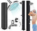 Douche Solaire Jardin 60 L, Noir, Douche Ext¨¦rieure Piscine avec Housse de Protection, Grande Capacit¨¦, Pommeau Orientable, Robinet Lave-Pieds