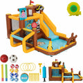UEV 8 en 1 Chateau Gonflable pour Enfants XXL, 394x326x243 cm, avec Souffleur 450 W, Parc Aquatique avec Zone de Saut, Jeu de Cerceaux, Balles Velcro