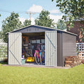 Abri de Jardin M¨¦tal Galvanis¨¦ avec Fondation, Gris (10x8 FT), Cabane de Jardin Ext¨¦rieur R¨¦sistant aux Intemp¨¦ries, Cabanon de Rangement Spacieux