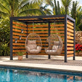 SUNJOY Pergola en Bois de C¨¨dre et Acier 3x2 m, Abri de Terrasse R¨¦sistant aux Intemp¨¦ries, Design Naturel et Robuste