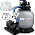 tillvex Syst¨¨me de Filtre ¨¤ Sable 7.900 L/h + 400g Boules de Filtre, Filtre de piscine avec indicateur de pression (Gris)