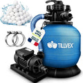 tillvex Syst¨¨me de Filtre ¨¤ Sable 7.900 L/h + 400g Boules de Filtre, Filtre de piscine avec indicateur de pression (Bleu)