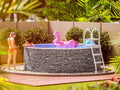 poolomio Piscine Ronde ¨¤ Paroi en Acier 360 x 120 cm - Aspect Pierre - Kit Complet Hors Sol ou Encastrable avec Film Int¨¦rieur 0,5 mm, Skimmer